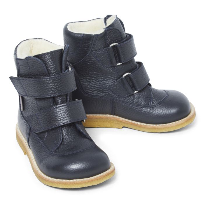 Velcro Tex Lined Boots | Navy blue- Product image n°1