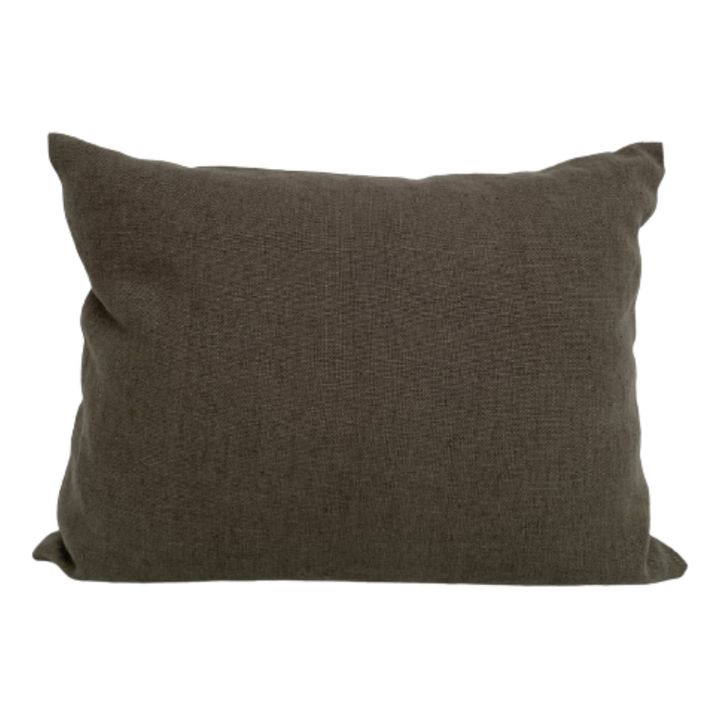 Coussin Gaston en lin lavé | Vert kaki- Image produit n°1