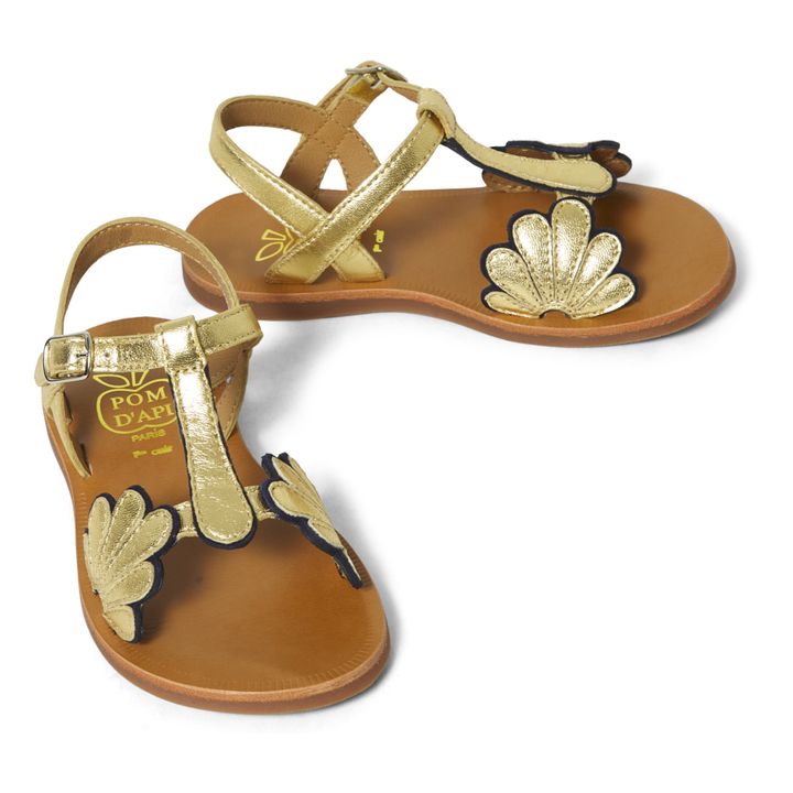 Sandali, modello: Plagette Bloom | Dorato- Immagine del prodotto n°1