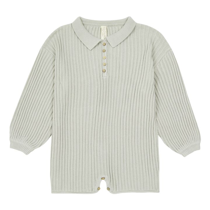 Combishort Maille Côteléee Boutonnée | Gris- Image produit n°0