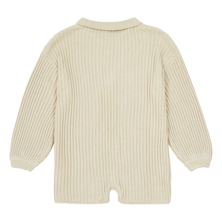Combishort Maille Côteléee Boutonnée Beige- Image produit n°2