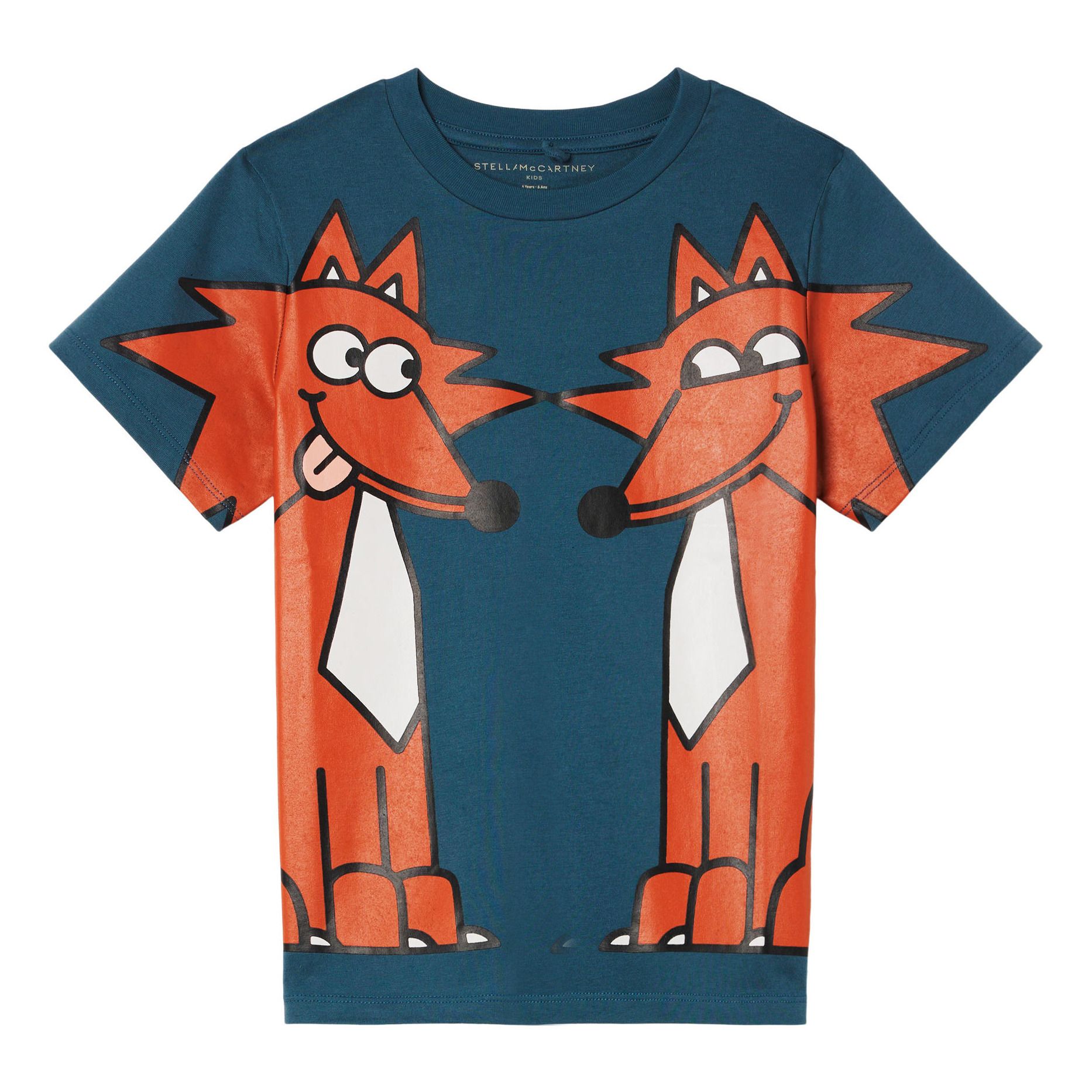 T-shirt Deux Renards Coton Bio | Bleu- Image produit n°0