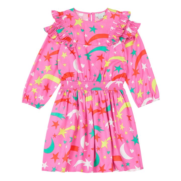 Robe Ceintrée Etoiles Tencel Rose- Image produit n°0