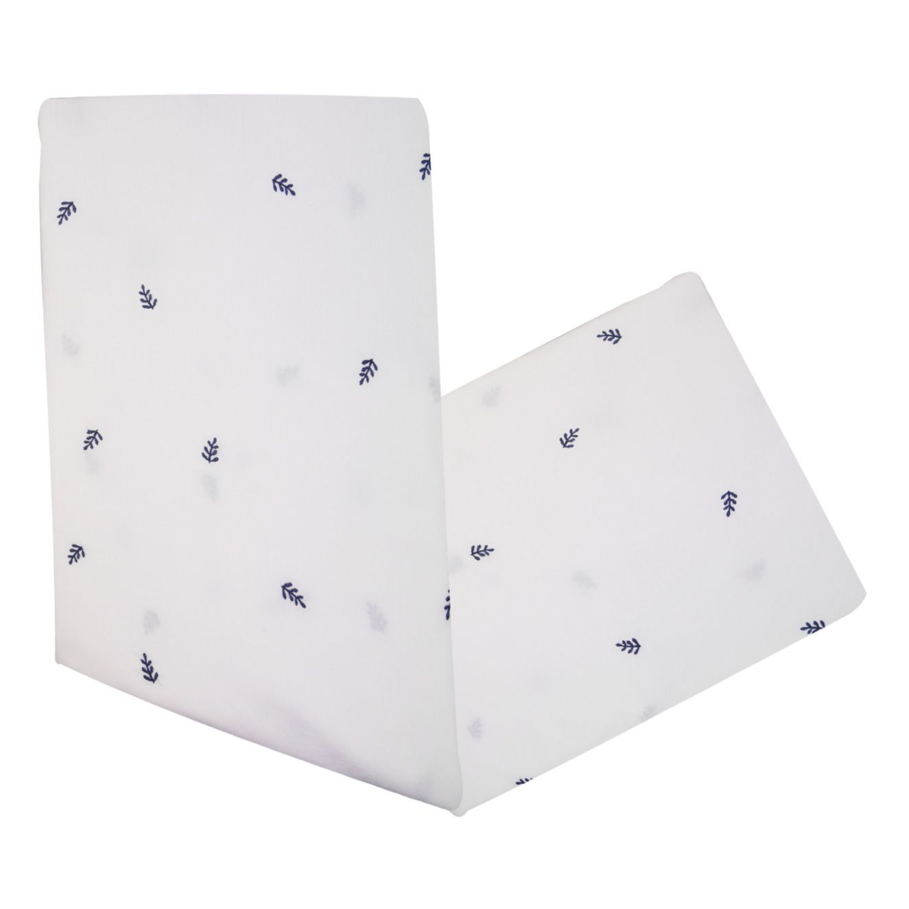 Tour de lit brodé Feuille en coton bio Vert- Image produit n°0