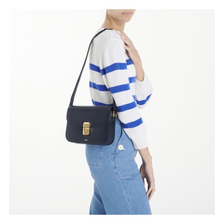 Grace Small Smooth Leather Bag | Navy blue- Product image n°1