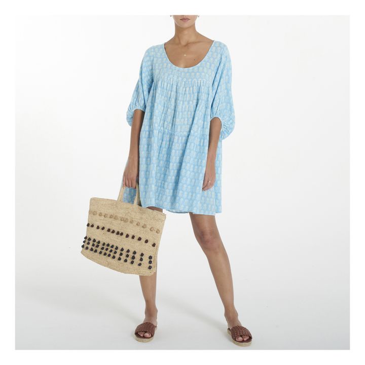 Nina Cotton Muslin Print Mini Dress | Blau- Produktbild Nr. 1