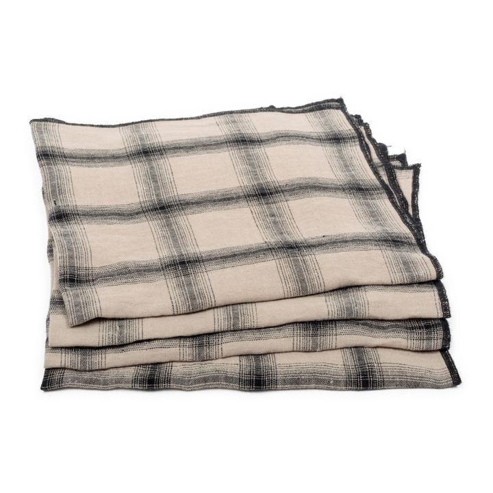 Serviettes de table Highlands en lin lavé - Set de 4 | Beige rosé- Image produit n°0