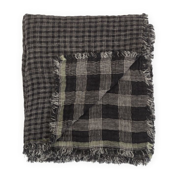 Plaid Inverness en lin gaufré | Noir- Image produit n°0
