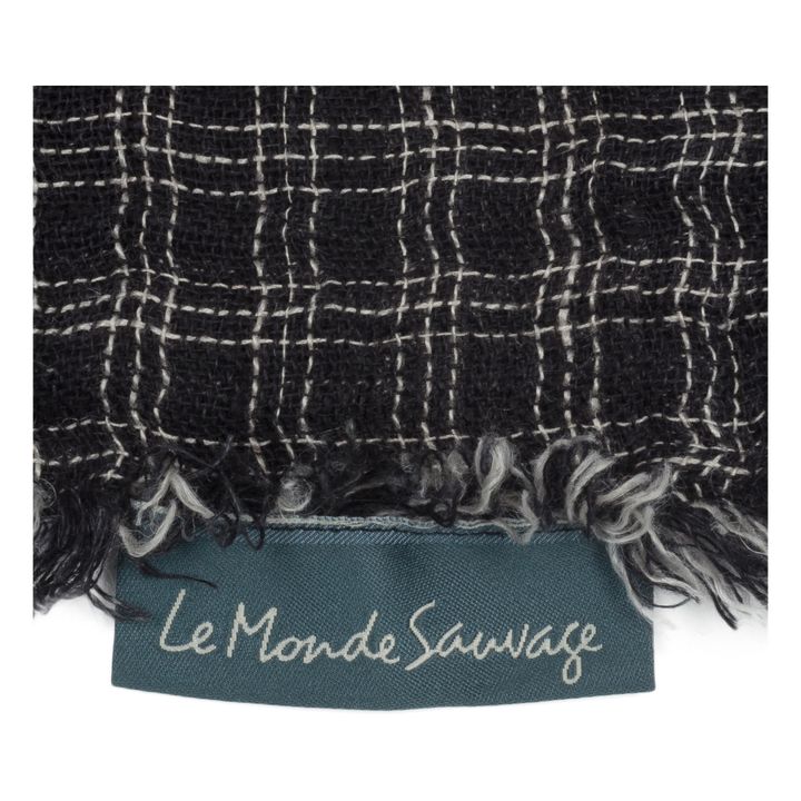 Plaid Inverness en lin gaufré | Noir- Image produit n°1