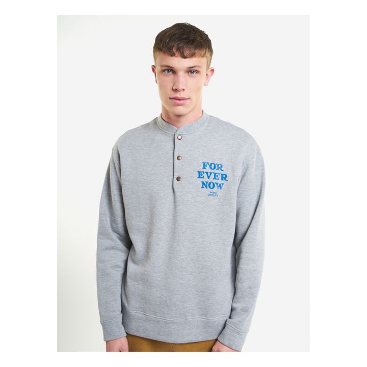 Organic Cotton Button-Up Collar Sweatshirt - Adult Collection - Heather grey- Product image n°2