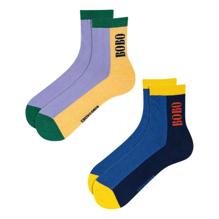 Set 2 Paires Chaussettes Colorblock - Collection Femme - Bleu marine- Image produit n°0