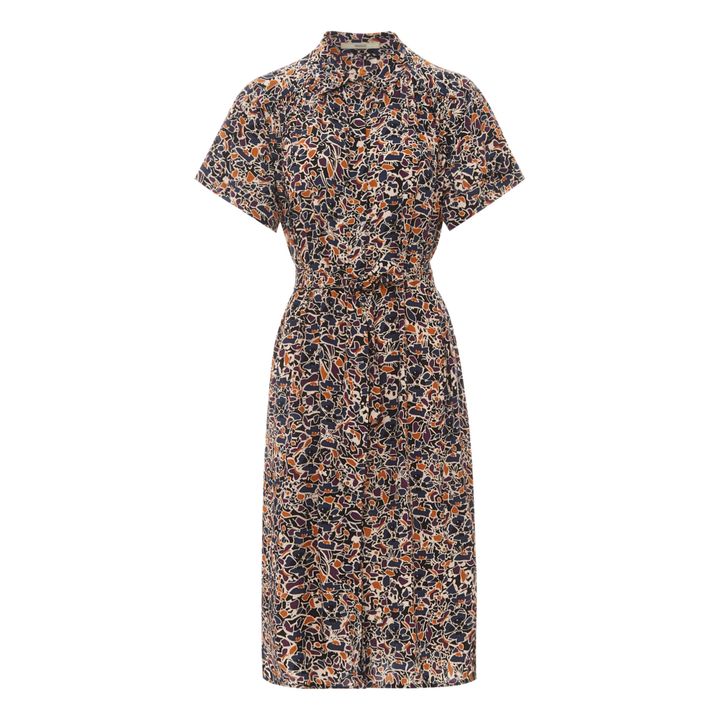 Vestido Jiova de crepé estampado | Azul Noche- Imagen del producto n°0