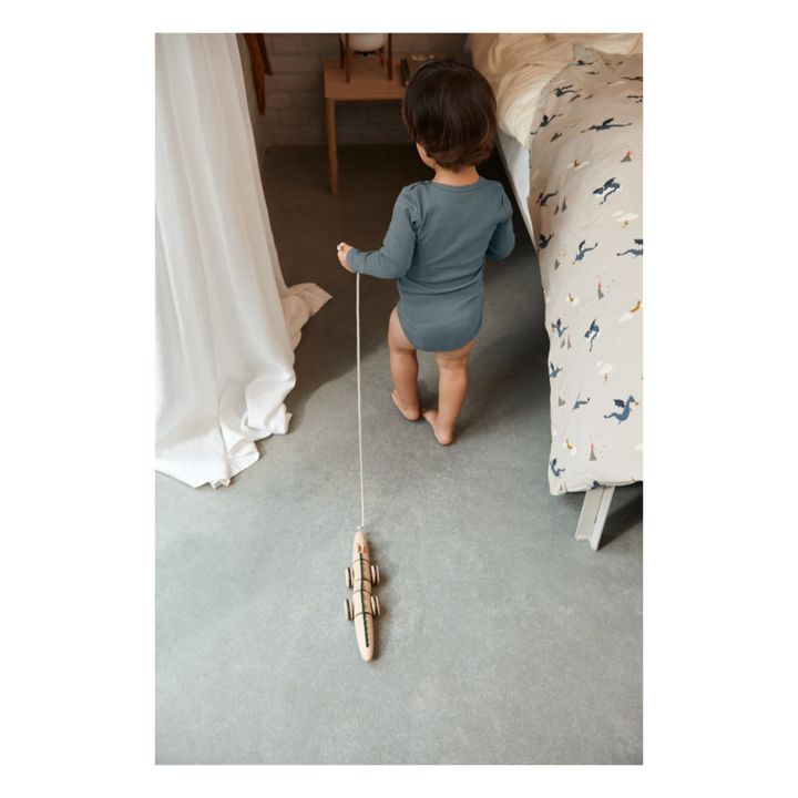 Crocodile à tirer en bois | Vert- Image produit n°1