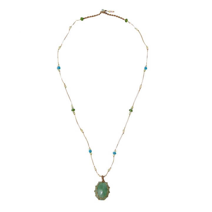 Collana, modello: Tibetan, corta, colore: Verde onice | Tabacco- Immagine del prodotto n°3