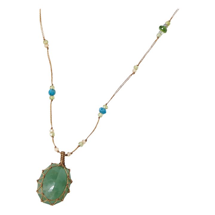 Collana, modello: Tibetan, corta, colore: Verde onice | Tabacco- Immagine del prodotto n°4