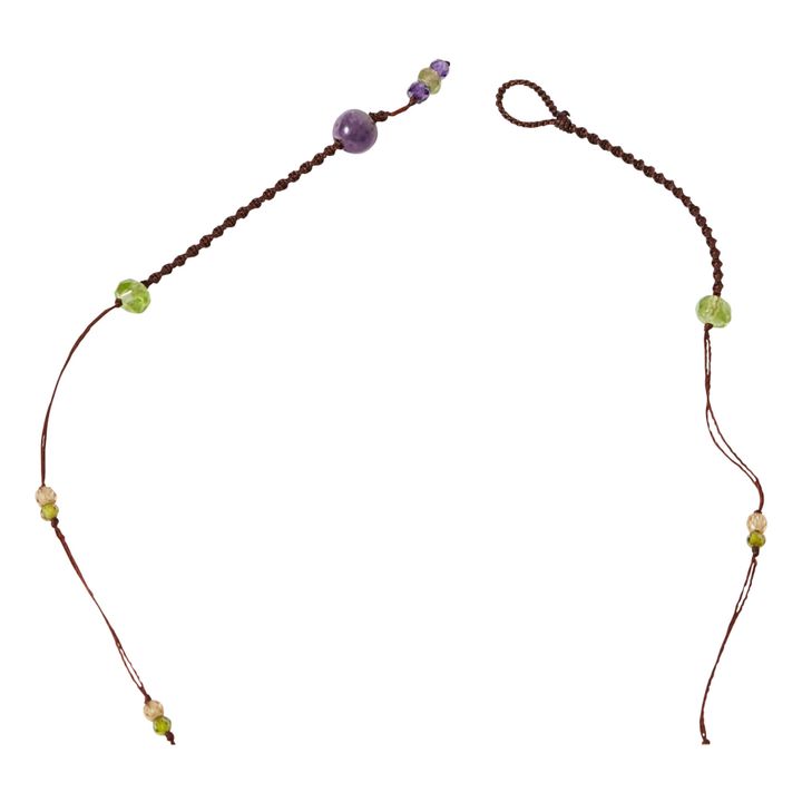 Collana, modello: Tibetan, corta, colore: quarzo rutilato dorato | Beige- Immagine del prodotto n°5