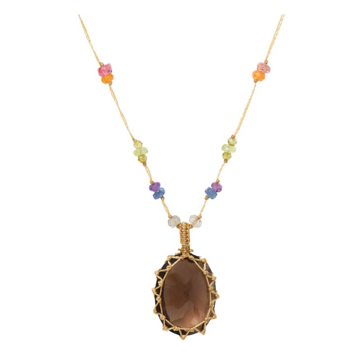 Collier Tibetan Long Smoky Quartz | Beige- Image produit n°0