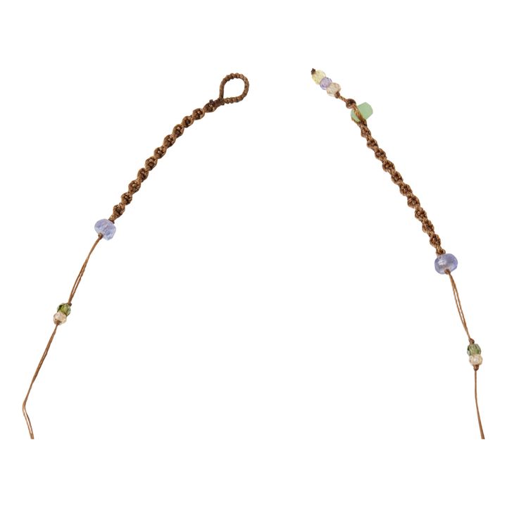 Tibetan Labradorite Green Fire Gemstone Short Necklace | Tabacco- Immagine del prodotto n°5