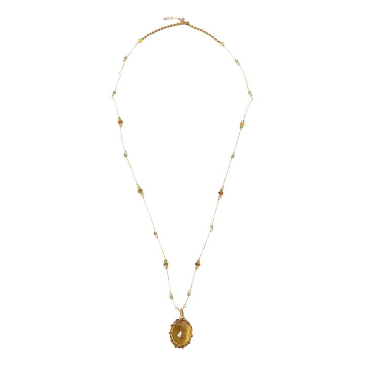 Tibetan Honey Quartz Short Necklace | Beige- Produktbild Nr. 3