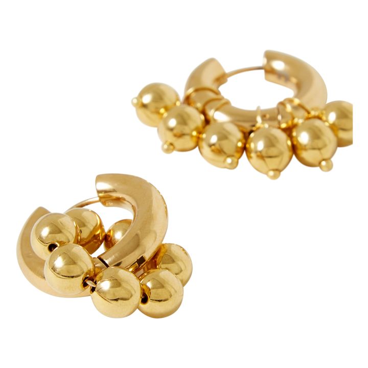 Boucles d'Oreilles Anneaux Perlés | Doré- Image produit n°5