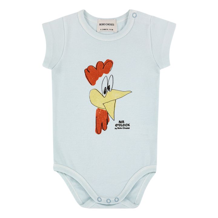 Ribbed Organic Cotton Rooster Baby Bodysuit Azul Cielo- Imagen del producto n°0