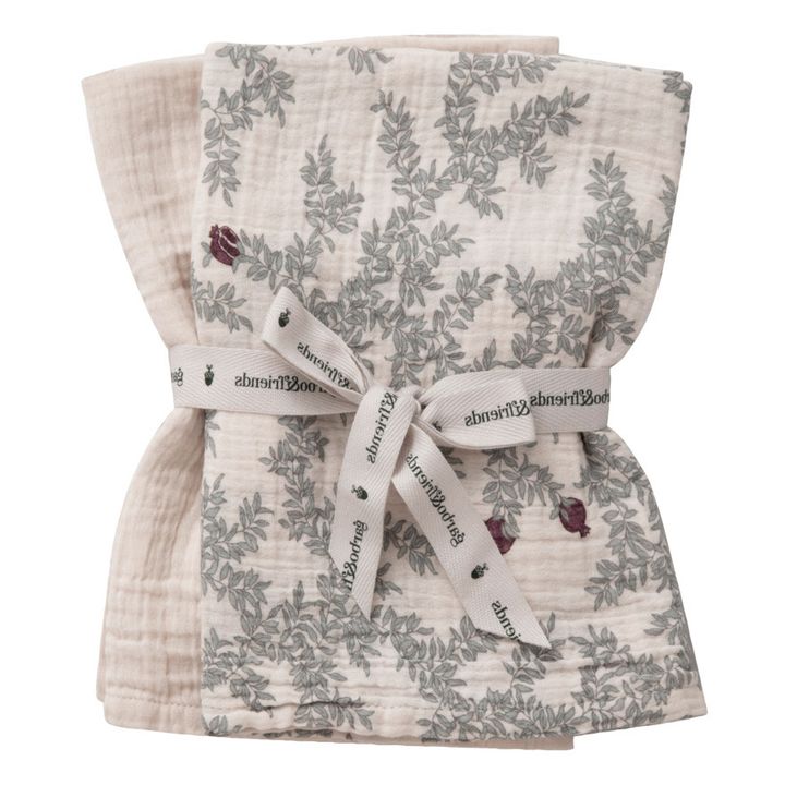 Maxi-mussola, modello: Pomegranate, in mussola di cotone - Set di 2 | Beige- Immagine del prodotto n°0