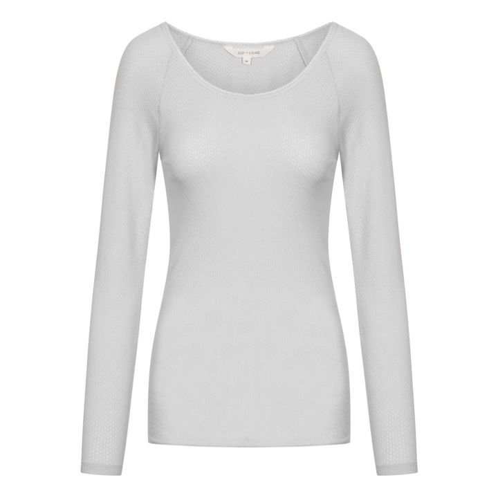T-shirt Celia Pointelle Coton Bio | Gris clair- Image produit n°0