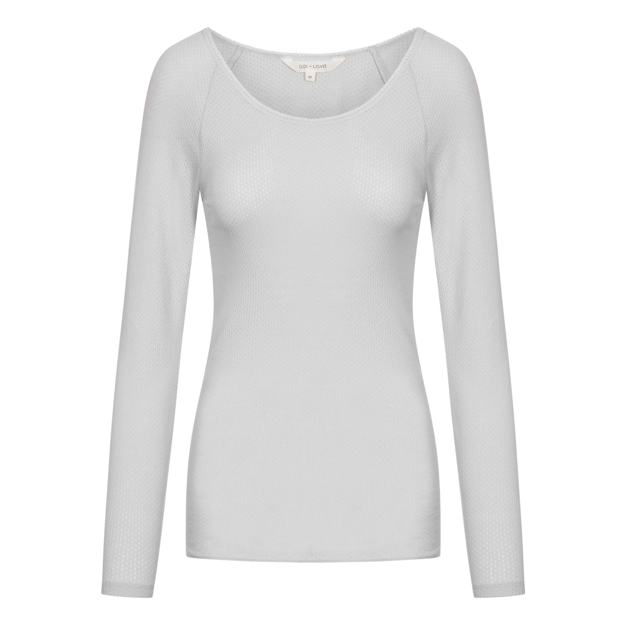 T-shirt Celia Pointelle Coton Bio Gris clair- Image produit n°0