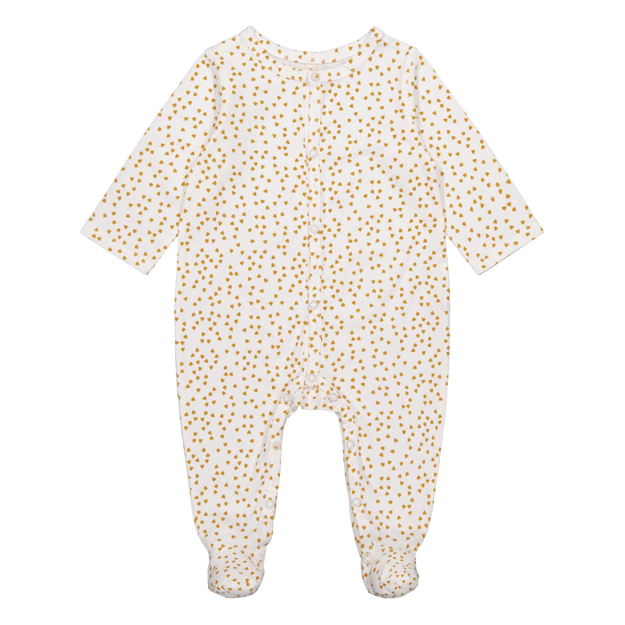 Amalia Jersey Mini Heart Footed Pyjamas | Mustard- Product image n°0