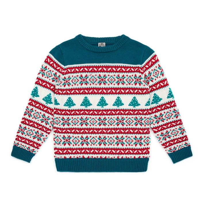 Jacquard Woollen Jumper - Christmas Collection | Peacock blue- Product image n°0