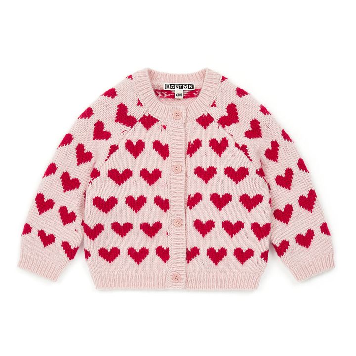 Cardigan Laine Jacquard Heart Rose- Image produit n°0