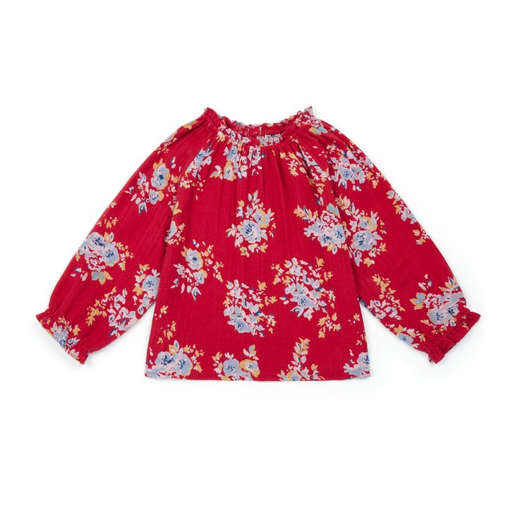 Carla Floral Cotton Muslin Blouse | Rojo- Imagen del producto n°0