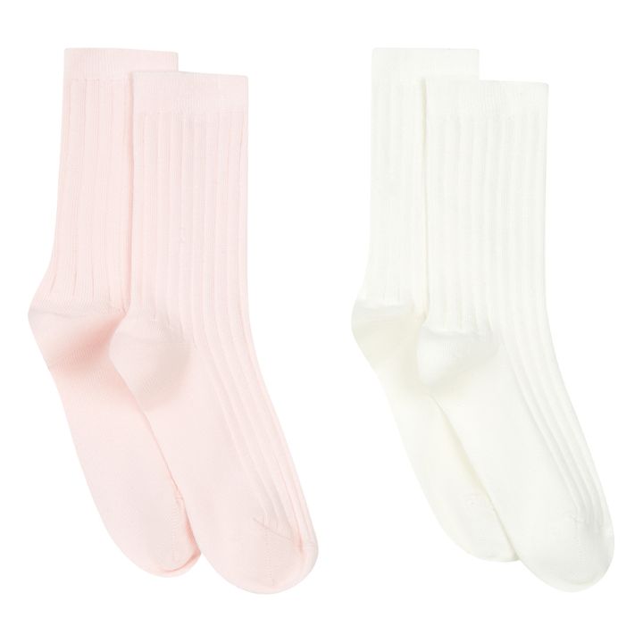 Light Pink & Off White Organic Cotton Socks - Set of 2- Imagen del producto n°0