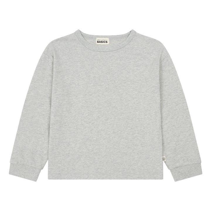 Long Sleeve Organic Cotton Pyjama T-shirt | Gris Jaspeado- Imagen del producto n°3