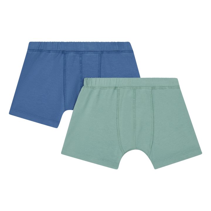 Organic Cotton Boxers - Set of 2 Storm Blue- Product image n°0