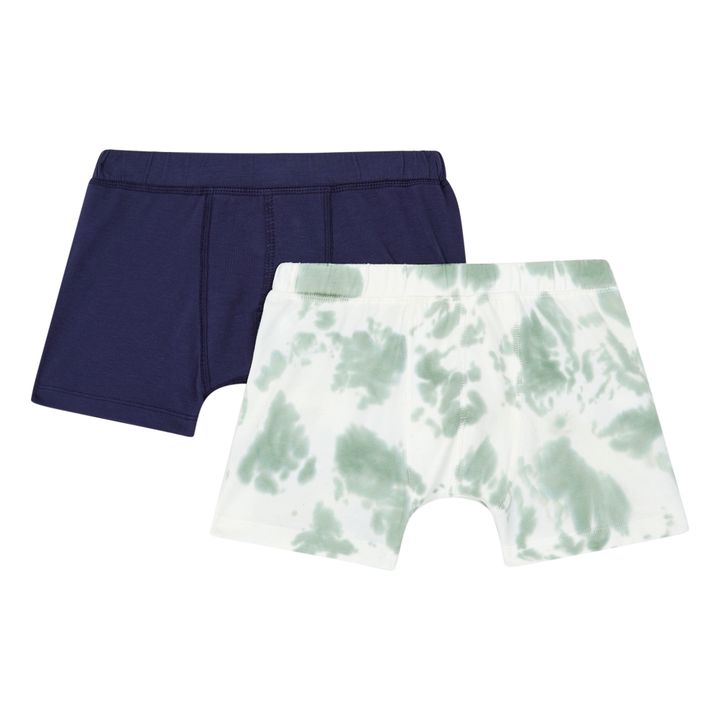 Organic Cotton Boxers - Set of 2 Green Marble- Product image n°0