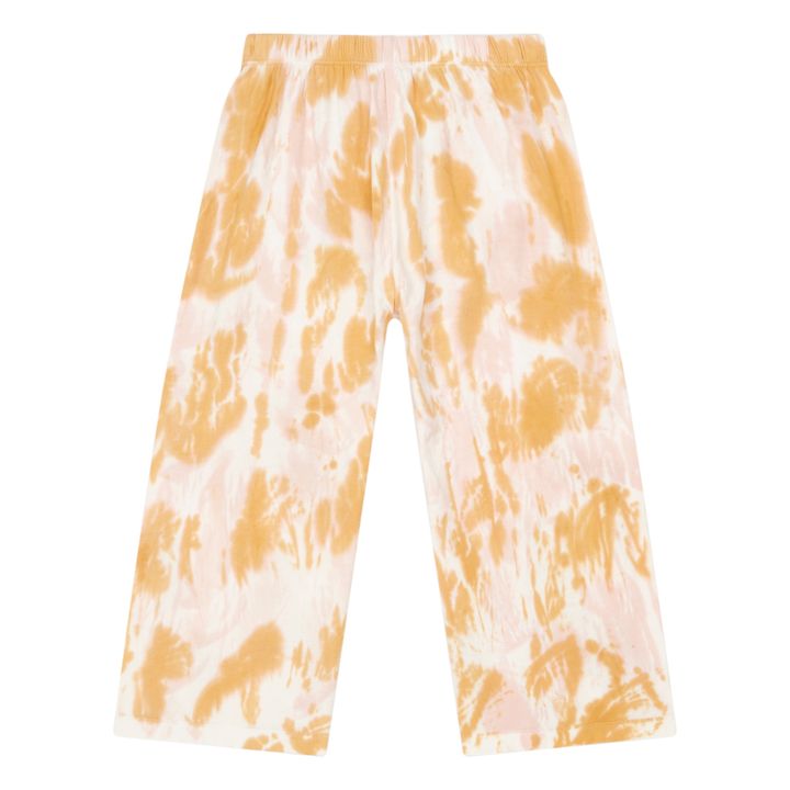 Wide-Legged Organic Cotton Pyjama Trousers | Tie&dye Rosa antico- Immagine del prodotto n°4