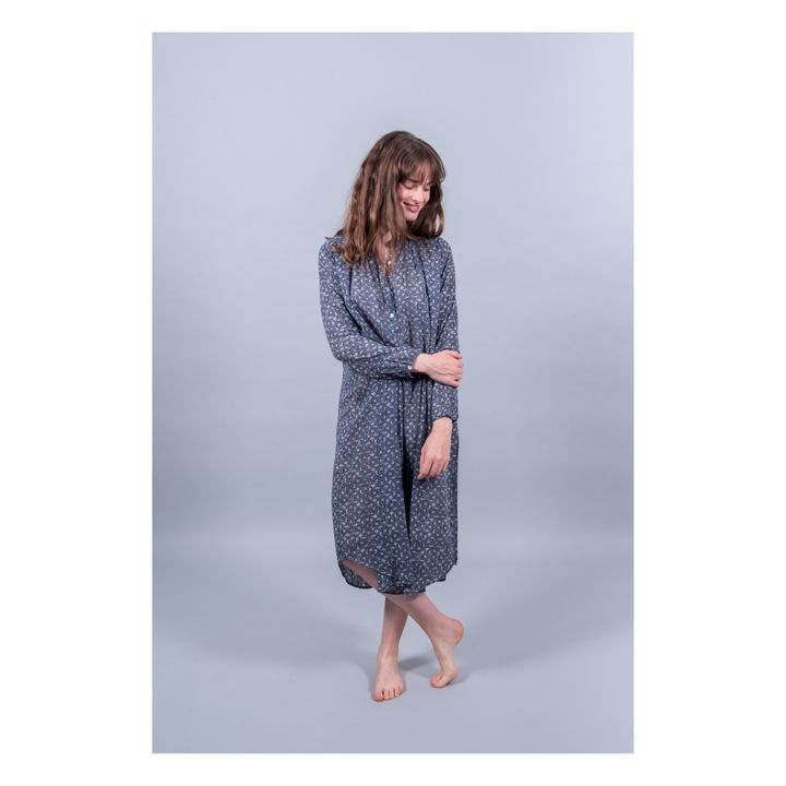 Chemise de Nuit Longue Marge Imprimé Bleu marine- Image produit n°2