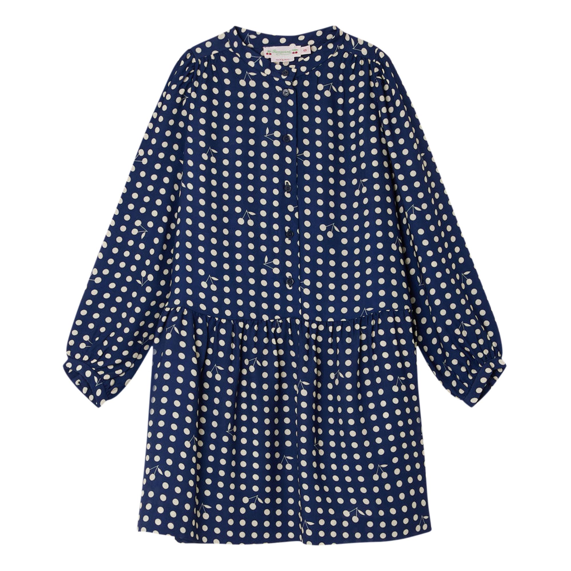 Robe Pois et Cerises Talitha | Bleu marine- Image produit n°0