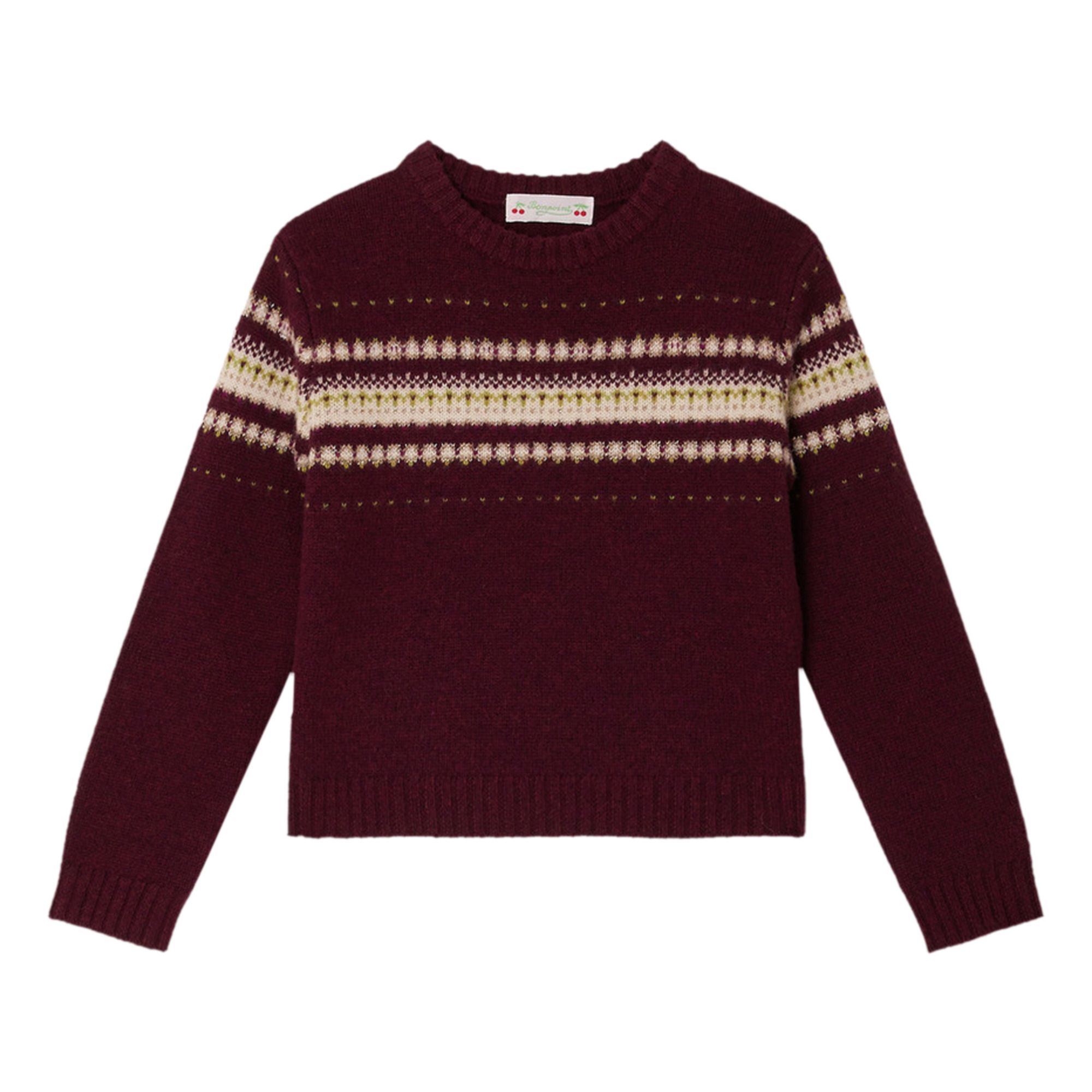 Pull Laine Jacquard Branda | Bordeaux- Image produit n°0