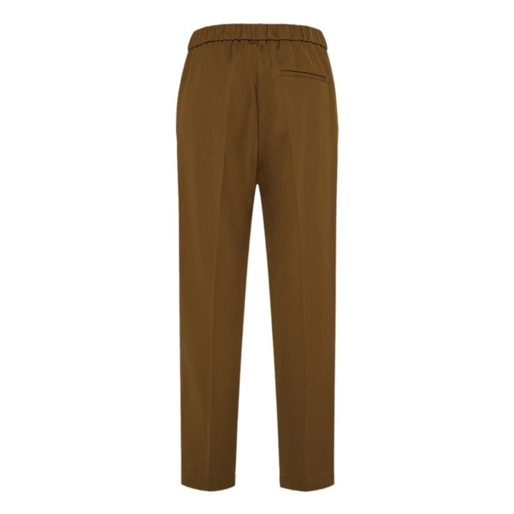 Woollen Elasticated Flowy Trousers | Marrone- Immagine del prodotto n°5