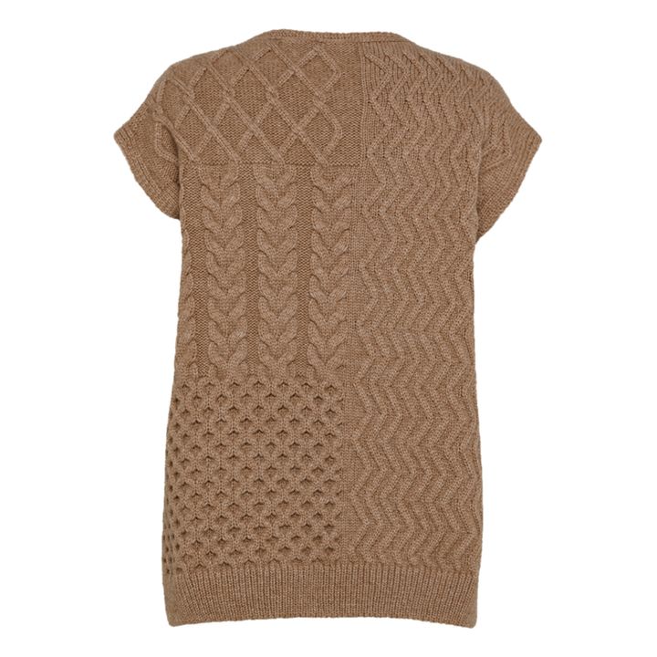 Woollen Cable Knit Sleeveless Vest | Camel- Immagine del prodotto n°1