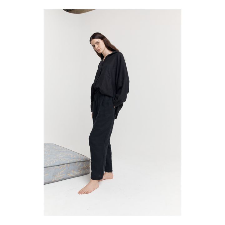 The Raglan Linen Top and Bottom Set | Negro- Imagen del producto n°2