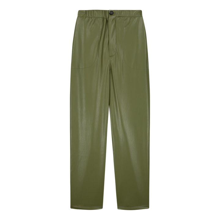 Pantalon Proust Cuir Vegan | Vert kaki- Image produit n°1
