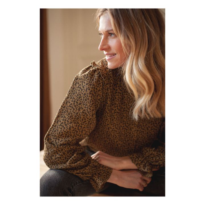 Armance Leopard Print Cotton Muslin Blouse - Women’s Collection | Camel- Product image n°2