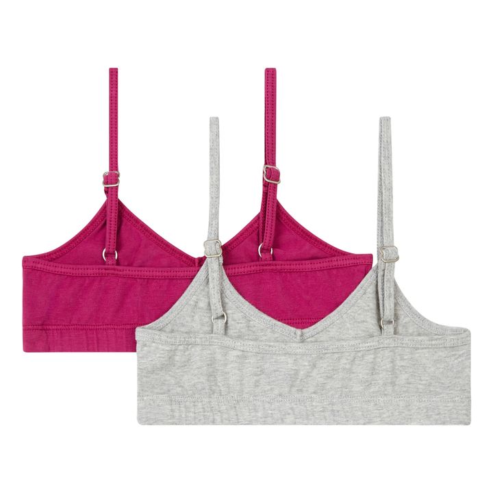 Organic Cotton Crop Tops - Set of 2 Heather grey- Product image n°1