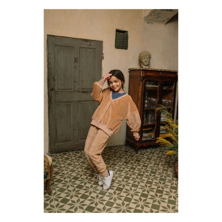 Cardigan Velours Coton Bio Kate Beige- Image produit n°2