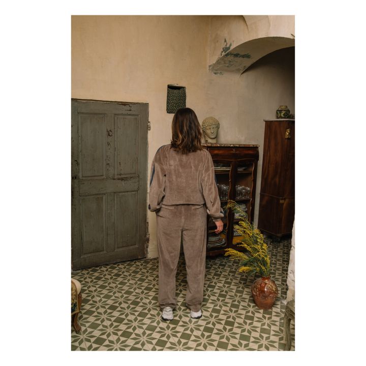 Olive Organic Cotton Velour Trousers Topo- Imagen del producto n°3