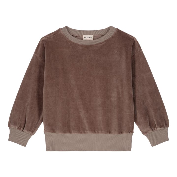 Sweat Velours Coton Bio Nat Taupe- Image produit n°0
