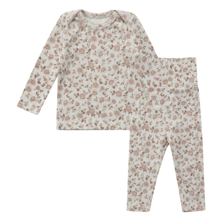 Ensemble Brassière + Legging Fleuris Protea Bébé | Ecru- Image produit n°0